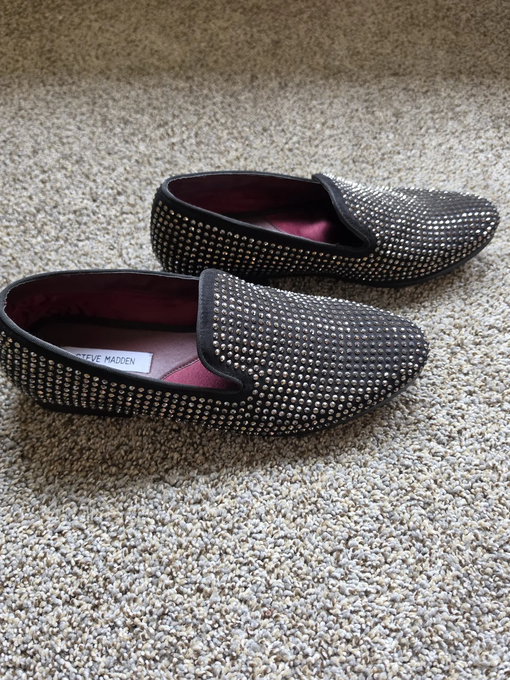 RARE Steve Madden Black Studded Slip-On Loafers